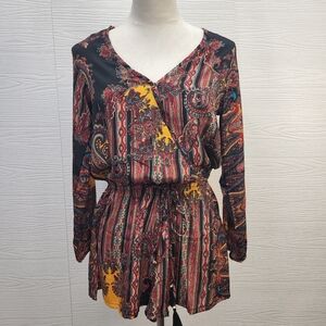 EARTHBOUND Trading Company NWT Multi Print Long Sleeve Size Small Romper